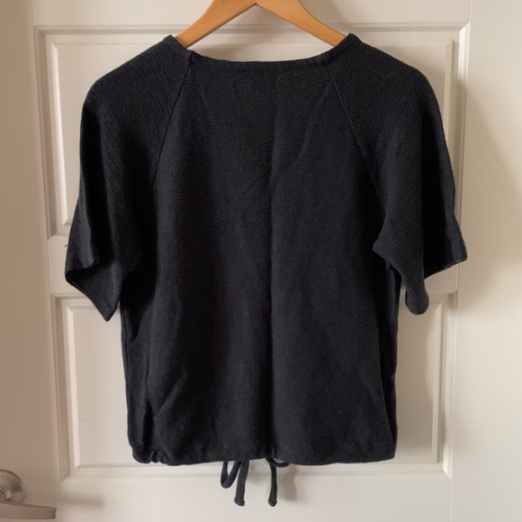 Madewell Drapey Ottoman Jacquard Wrap Top in Black Size Small - Picture 3 of 4